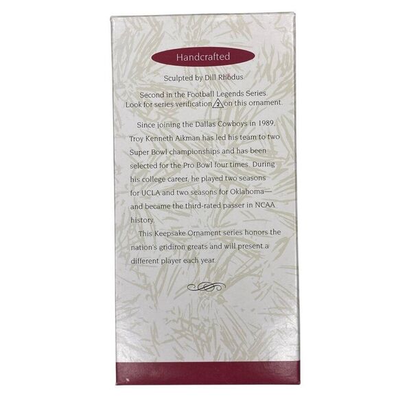 Troy Aikman NFL Football Legends Series Cowboys 1996 Hallmark Keepsake Ornament - Picture 3 of 3